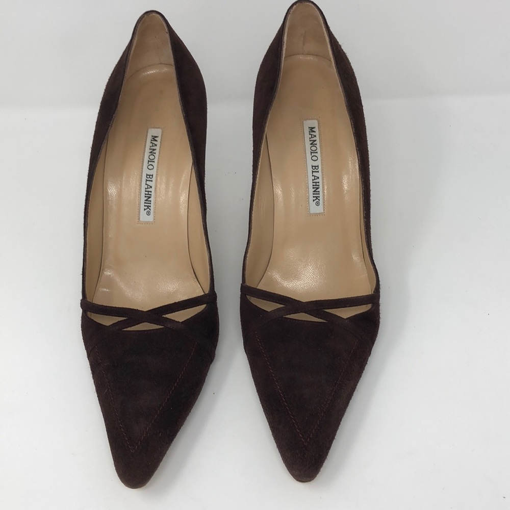 Manolo Blahnik Brown Suede Pumps size US 9.5